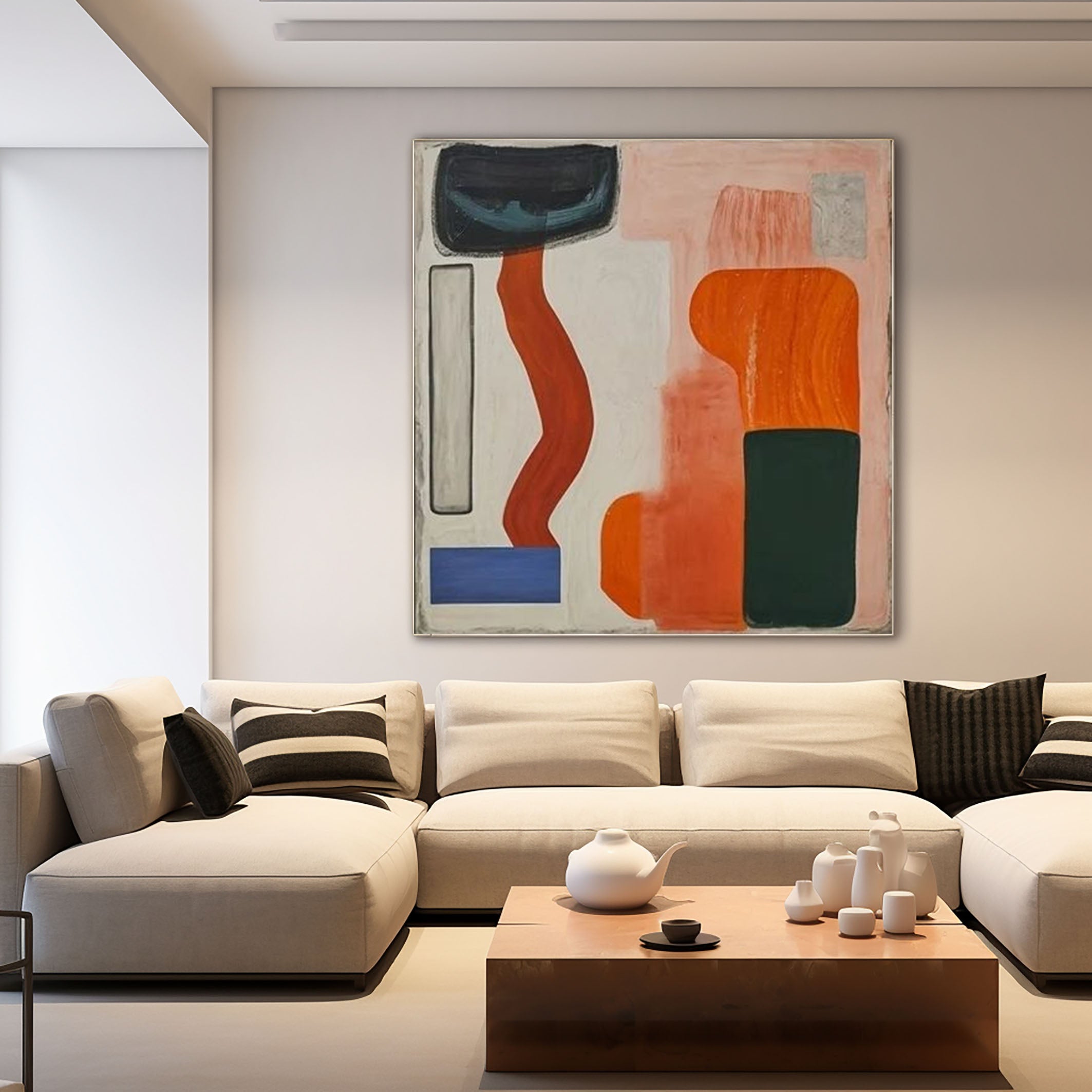 Mid - Century Modern Abstract Oil Painting JC0083 - Viral Wall Art